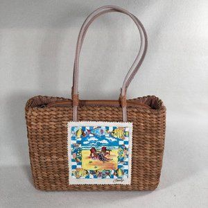 Sun N Sand Tropical Fish Rattan Straw Woven Hand Bag Tote Purse Beach